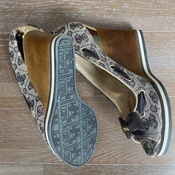 Guess Monogram Peep Toe Wedges | 9.5M - Picture 7 of 9